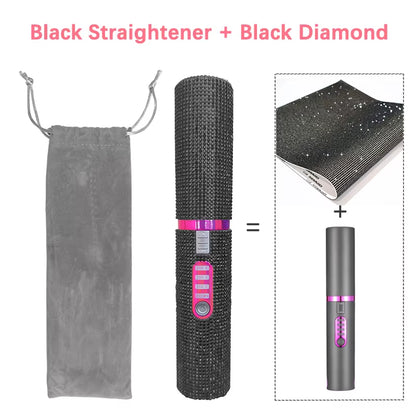 2-IN-1 Electric USB Hair Straightener Curler Fashion Colored Diamond Design Wireless Travel Hair Straightening Styler Brush