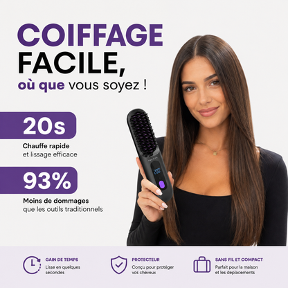Brosse Lissante Portable – Lissage Rapide Sans Fil