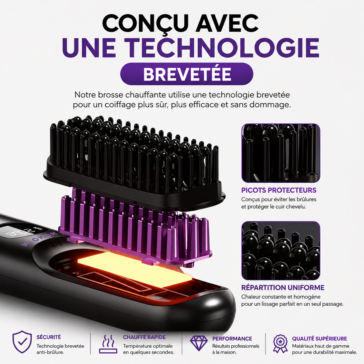 Brosse Lissante Portable – Lissage Rapide Sans Fil