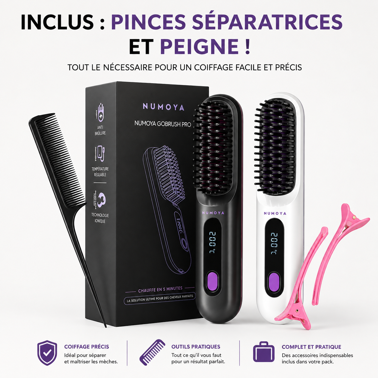 Brosse Lissante Portable – Lissage Rapide Sans Fil