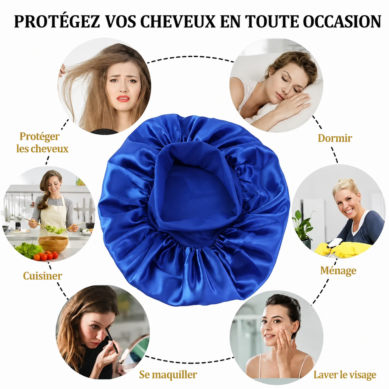 Bonnet Satin Soie – Protège les Cheveux la Nuit, Taille Unique