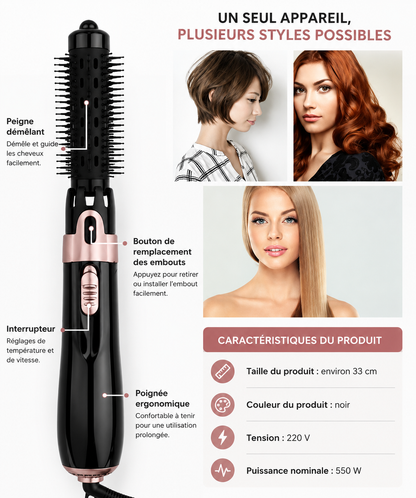 4-in-1 Blow Dry Brush: Drying, Straightening, Curling & Volumizing